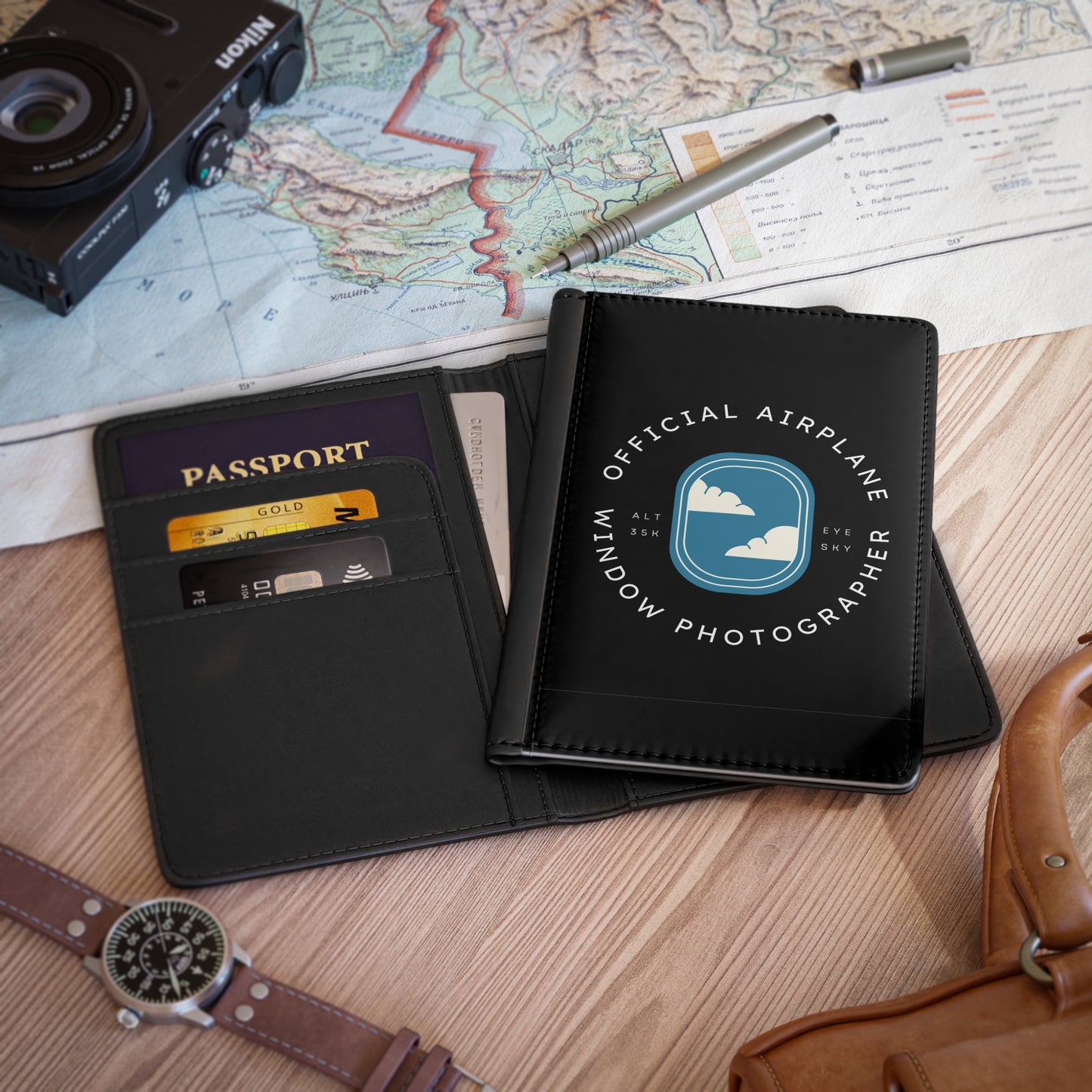 Official Airplane Window Photographer RFID-Blocking Passport Cover