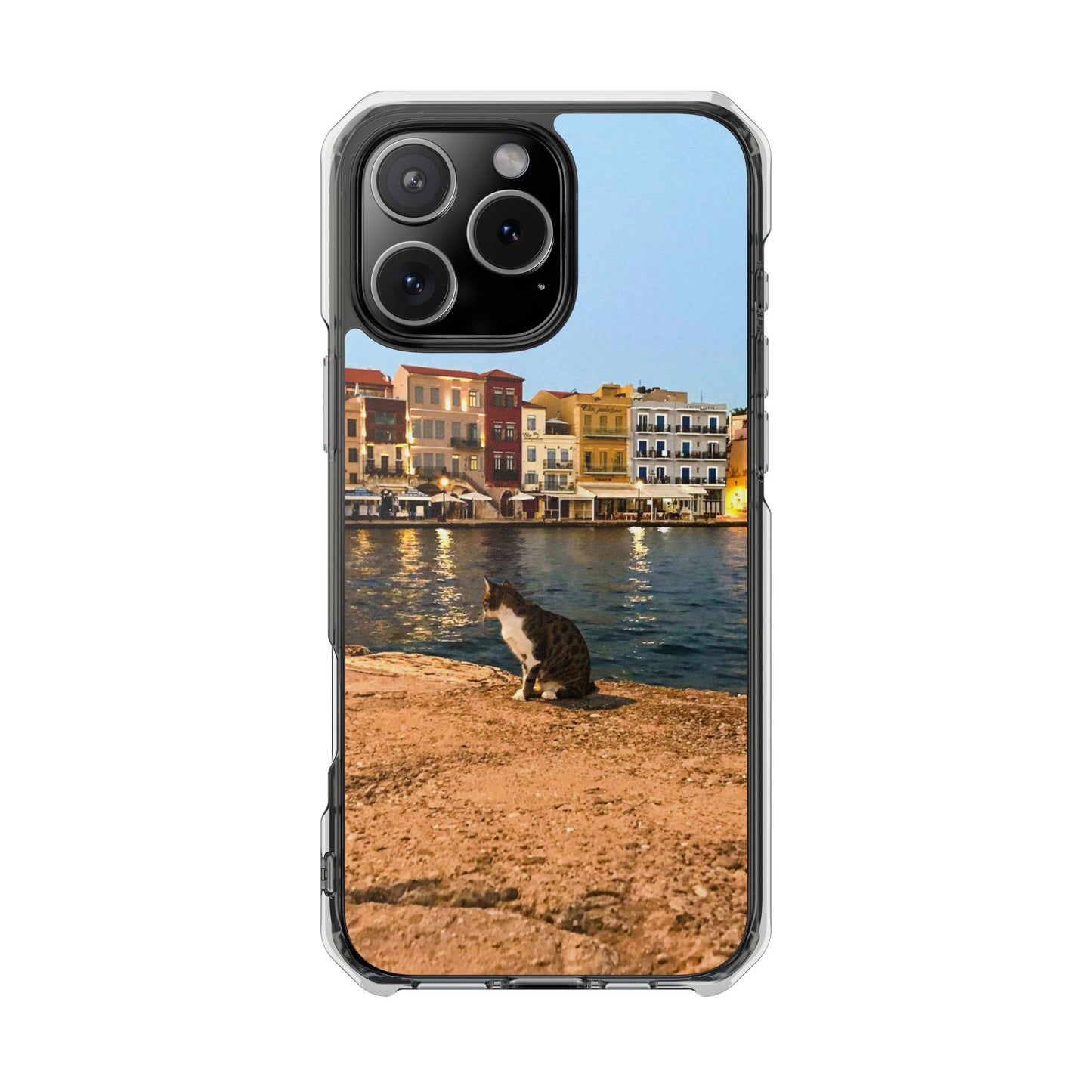 Chania Port Kitty | MagSafe-Compatible Clear Impact iPhone Case