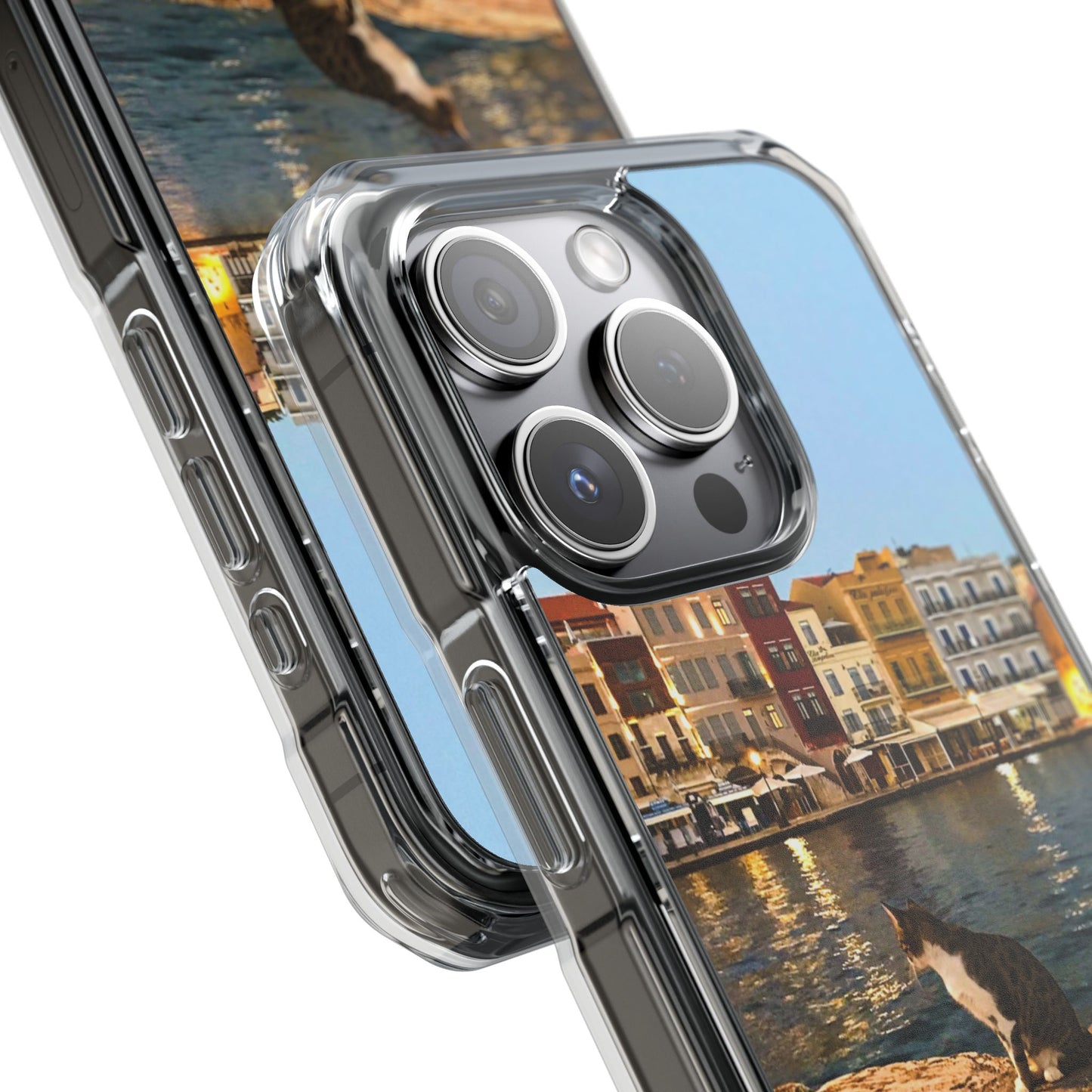 Chania Port Kitty | MagSafe-Compatible Clear Impact iPhone Case