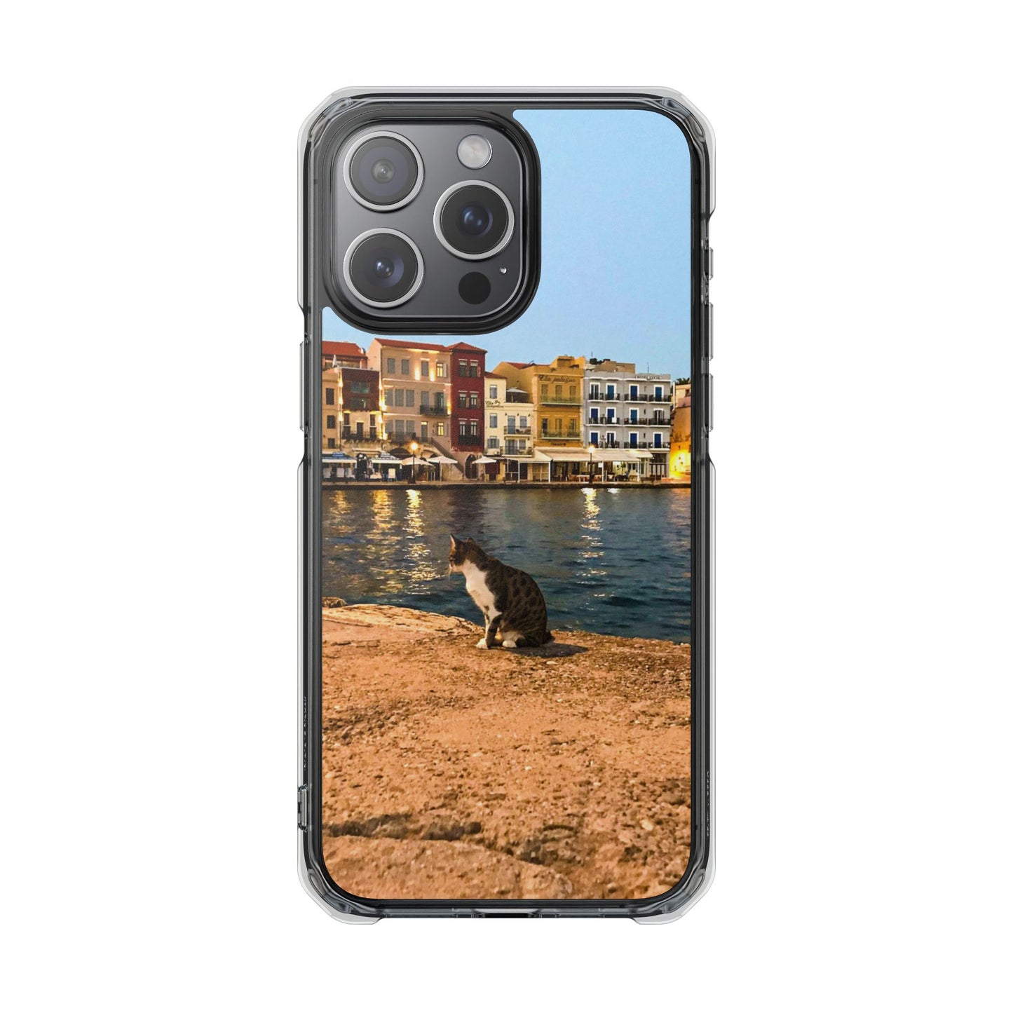 Chania Port Kitty | MagSafe-Compatible Clear Impact iPhone Case